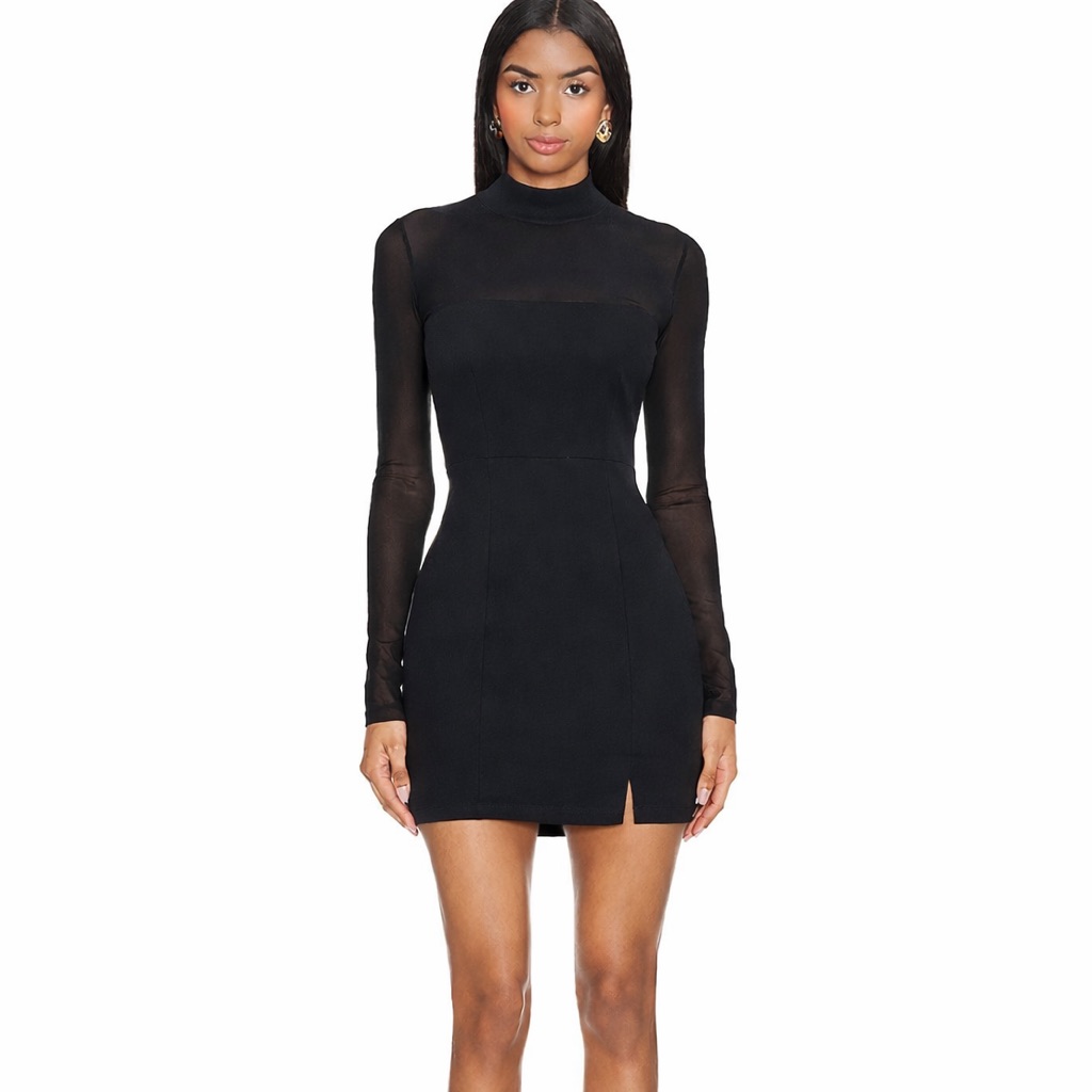 Forever 21 Black Mesh Mock Neck Mini Dress